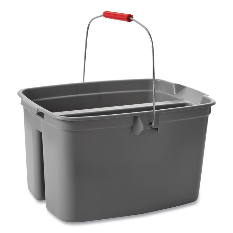 19 Quart Double Utility Pail, Plastic, Gray, 18 x 14.5 x 10