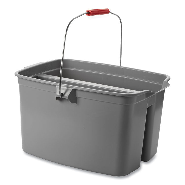 19 Quart Double Utility Pail, Plastic, Gray, 18 x 14.5 x 10