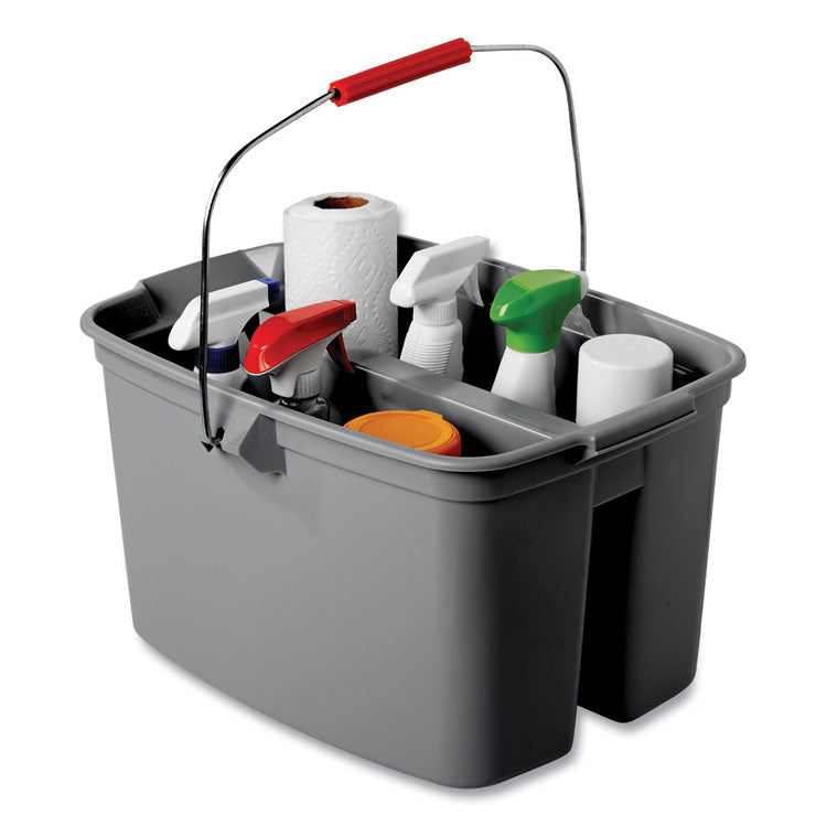 19 Quart Double Utility Pail, Plastic, Gray, 18 x 14.5 x 10