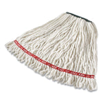 Web Foot Shrinkless Looped-End Wet Mop Head, Cotton/synthetic, Medium, White