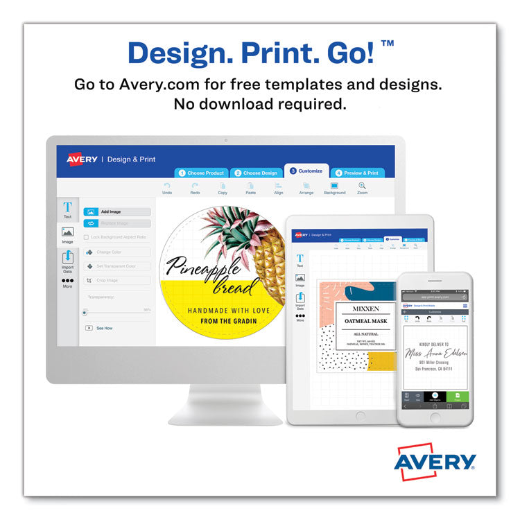 Oval Labels with Sure Feed and Easy Peel, 1.5 x 2.5, Glossy White, 180/Pack