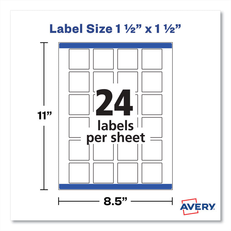 Square Labels with Sure Feed and TrueBlock, 1.5 x 1.5, White, 600/Pack