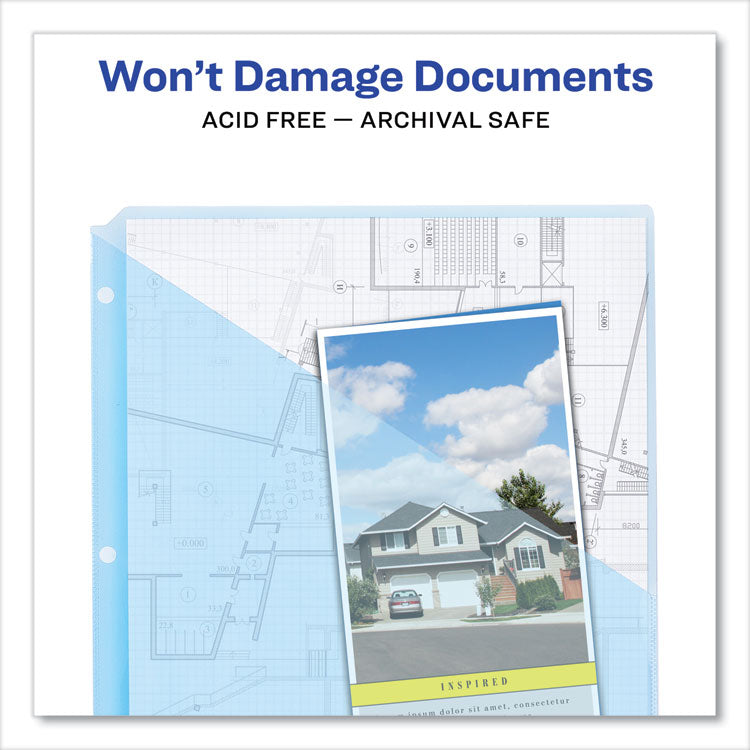 Binder Pockets, 3-Hole Punched, 9.25 x 11, Assorted Colors, 5/Pack