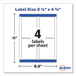 Removable Print-to-the-Edge White Labels w/ Sure Feed, 3.5 x 4.75, 32/Pack