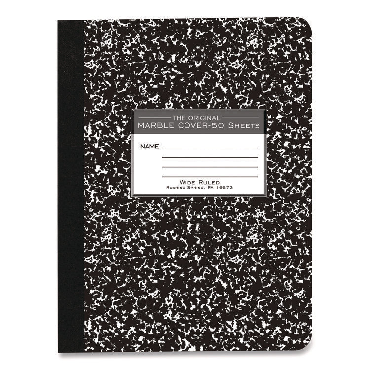Marble Cover Composition Book, Wide/Legal Rule, Black Marble Cover, (50) 9.75 x 7.5 Sheets