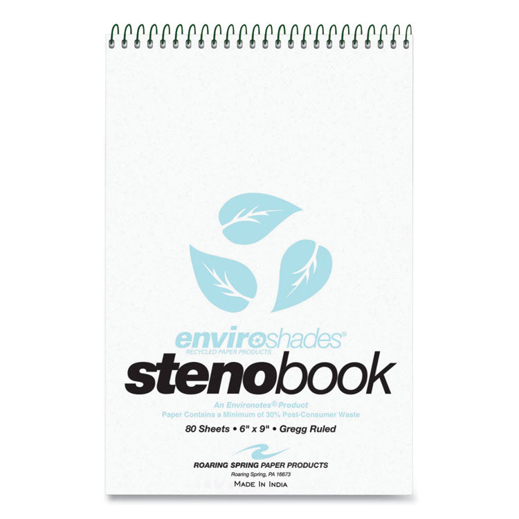 Enviroshades Steno Notepad, Gregg Rule, White Cover, 80 Blue 6 X 9 Sheets, 4/pack