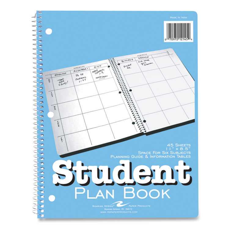 Student Plan Book, Homework/Assignment-Tracking, 40-Weeks: Six-Subject Day, Blue/White Cover, (100) 11 x 8.5 Sheets