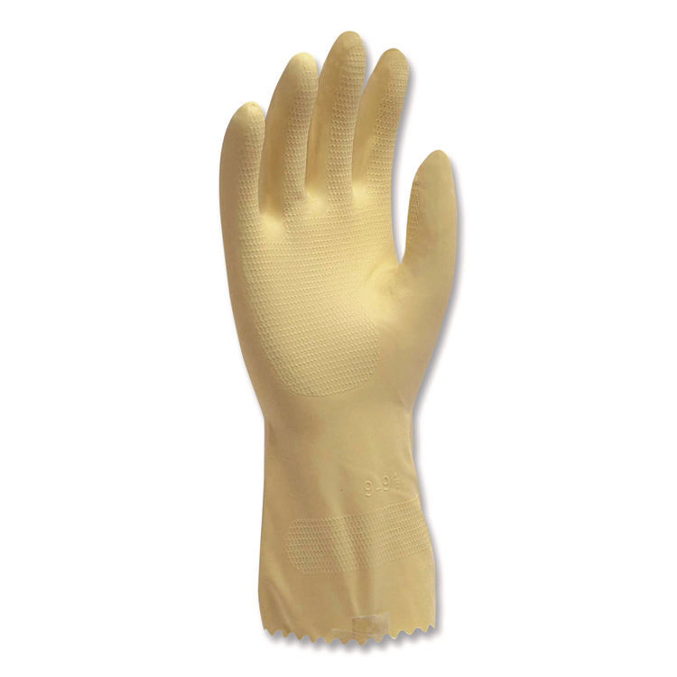 Pro L6500 Series Flock-Lined Latex Gloves, 12" Long, Medium, Yellow, 12 Pairs