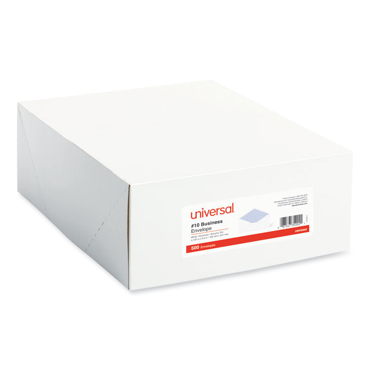 Open-Side Security Tint Business Envelope, #10, Monarch Flap, Gummed Closure, 4.13 x 9.5, White, 500/Box