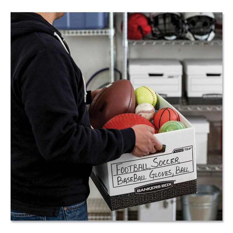 R-Kive Heavy-Duty Storage Boxes, Letter/legal Files, 12.75" X 16.5" X 10.38", White/black, 12/carton