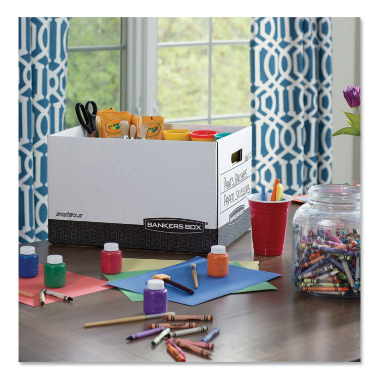 R-Kive Heavy-Duty Storage Boxes, Letter/legal Files, 12.75" X 16.5" X 10.38", White/black, 12/carton