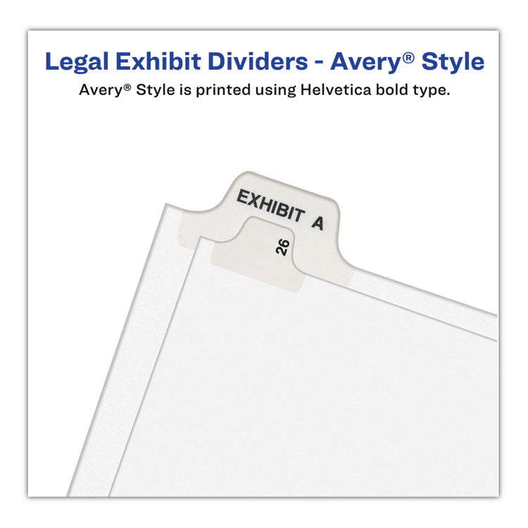 Preprinted Legal Exhibit Side Tab Index Dividers, Avery Style, 25-Tab, 201 To 225, 11 X 8.5, White, 1 Set, (1338)