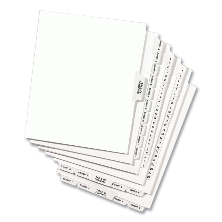 Preprinted Legal Exhibit Side Tab Index Dividers, Avery Style, 10-Tab, 15, 11 X 8.5, White, 25/pack
