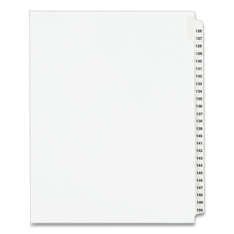 Preprinted Legal Exhibit Side Tab Index Dividers, Avery Style, 25-Tab, 126 To 150, 11 X 8.5, White, 1 Set, (1335)