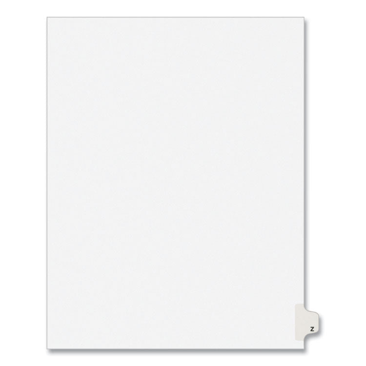 Preprinted Legal Exhibit Side Tab Index Dividers, Avery Style, 26-Tab, Z, 11 X 8.5, White, 25/pack, (1426)