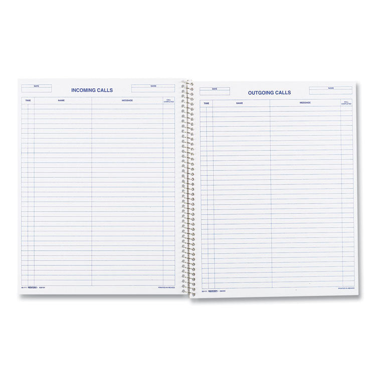 Wirebound Call Register, One-Part (No Copies), 11 x 8.5, 100 Forms Total