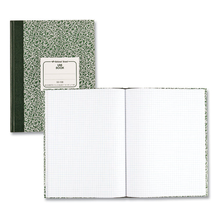 Composition Lab Notebook, Quadrille Rule, Green Cover, (60) 10.13 x 7.88 Sheets