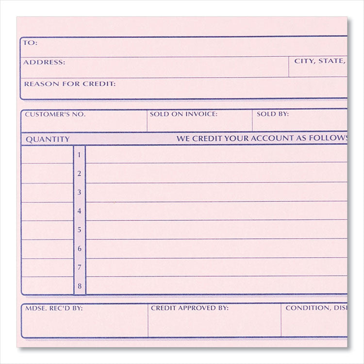 Credit Memo Book, Three-Part Carbonless, 5.5 x 7.88, 50 Forms Total