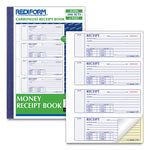 Money Receipt Book, Softcover, Two-Part Carbonless, 7 x 2.75, 4 Forms/Sheet, 200 Forms Total
