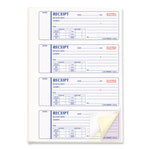 Money Receipt Book, Hardcover, Three-Part Carbonless, 7 x 2.75, 4 Forms/Sheet, 200 Forms Total