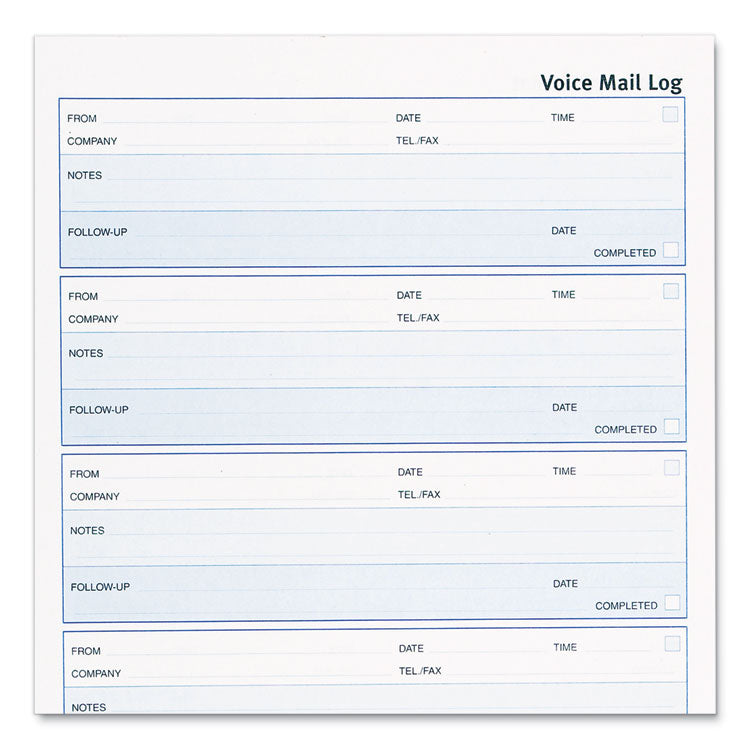 Follow-up Wirebound Voice Mail Log Book, One-Part (No Copies), 7.5 x 2, 5 Forms/Sheet, 500 Forms Total