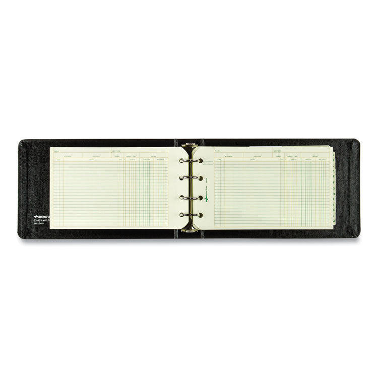 Four-Ring Ledger Binder Kit With A-Z Index, Black Cover, 8.5 X 5 Debit-Credit-Balance Sheets, 100 Sheets/book