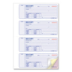 Money Receipt Book, Softcover, Three-Part Carbonless, 7 x 2.75, 4 Forms/Sheet, 100 Forms Total