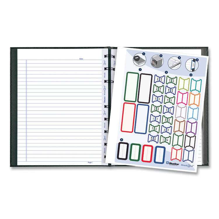 MiracleBind Notebook, 1-Subject, Medium/College Rule, Black Cover, (75) 9.25 x 7.25 Sheets