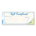Gift Certificates With Envelopes, 8.5 X 3.67, Blue/gold With Blue Border, 25/pack