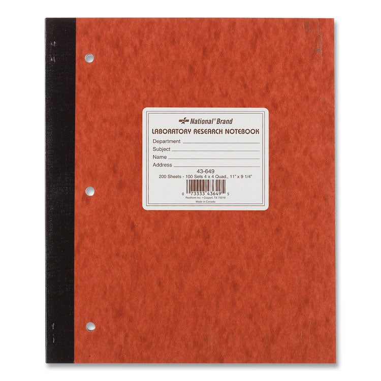 Duplicate Laboratory Notebooks, Two-Part Carbonless, Quadrille Rule (4 sq/in), Brown Cover, (200) 11 x 9.25 Sheets