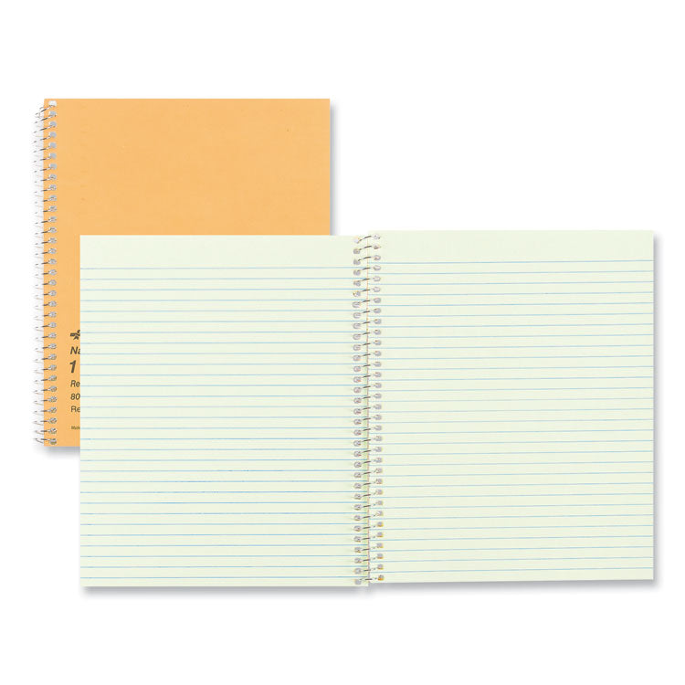 Single-Subject Wirebound Notebooks, Narrow Rule, Brown Board Cover, (80) 8.25 x 6.88 Eye-Ease Green Sheets