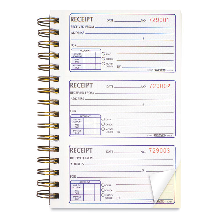 Gold Standard Money Receipt Book, Two-Part Carbonless, 5 x 2.75, 3 Forms/Sheet, 225 Forms Total
