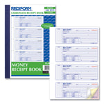 Money Receipt Book, Softcover, Three-Part Carbonless, 7 x 2.75, 4 Forms/Sheet, 100 Forms Total