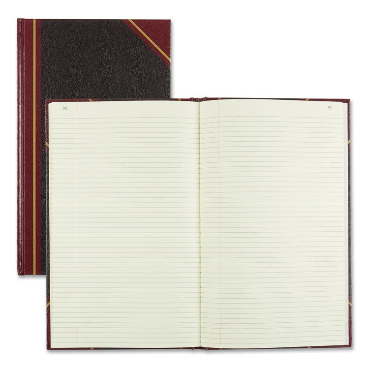 Texthide Eye-Ease Record Book, Black/burgundy/gold Cover, 14.25 X 8.75 Sheets, 300 Sheets/book
