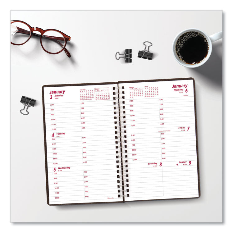 DuraFlex Weekly Planner, 8 x 5, Black Cover, 12-Month (Jan to Dec): 2025