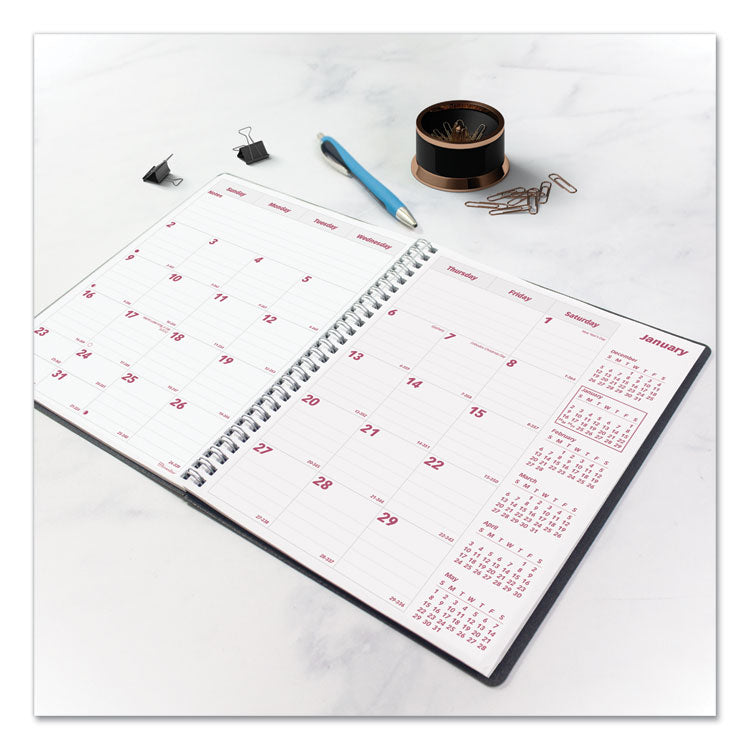 DuraFlex 14-Month Planner, 8.88 x 7.13, Black Cover, 14-Month: Dec 2024 to Jan 2026