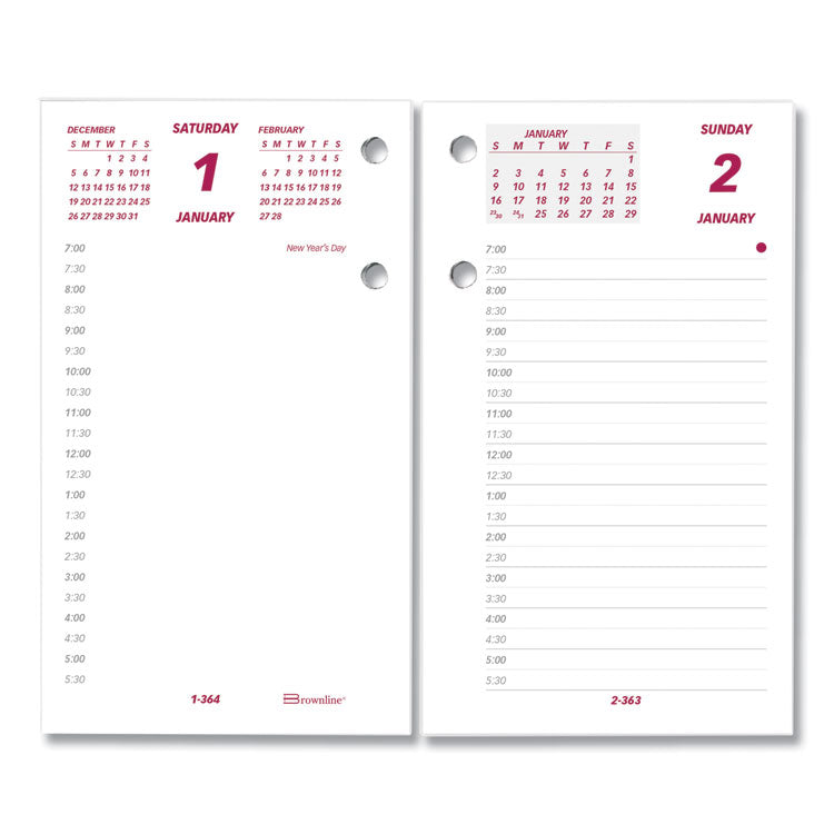 Daily Calendar Pad Refill, 6 x 3.5, White/Burgundy/Gray Sheets, 12-Month (Jan to Dec): 2025
