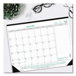 EcoLogix Monthly Desk Pad Calendar, 22 x 17, White/Green Sheets, Black Binding/Corners, 12-Month (Jan to Dec): 2025