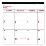 Monthly Desk Pad Calendar, 22 x 17, White/Burgundy Sheets, Black Binding, Clear Corners, 12-Month (Jan to Dec): 2025