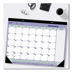 Monthly Desk Pad Calendar, 21.25 x 16, White/Blue/Green Sheets, Black Binding, Black Corners, 12-Month (Jan to Dec): 2025