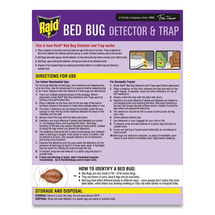 Bed Bug Detector and Trap, 0.19 lb Trap, 8 Traps/Box, 6/Carton