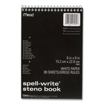 Spell-Write Wirebound Steno Pad, Gregg Rule, Randomly Assorted Cover Colors, 80 White 6 X 9 Sheets