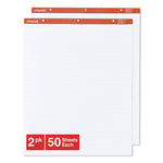 Easel Pads/Flip Charts, Presentation Format (1" Rule), 27 x 34, White, 50 Sheets, 2/Carton