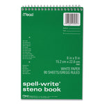 Spell-Write Wirebound Steno Pad, Gregg Rule, Randomly Assorted Cover Colors, 80 White 6 X 9 Sheets