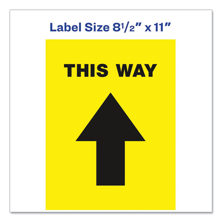 Social Distancing Floor Decals, 8.5 X 11, This Way, Yellow Face, Black Graphics, 5/pack