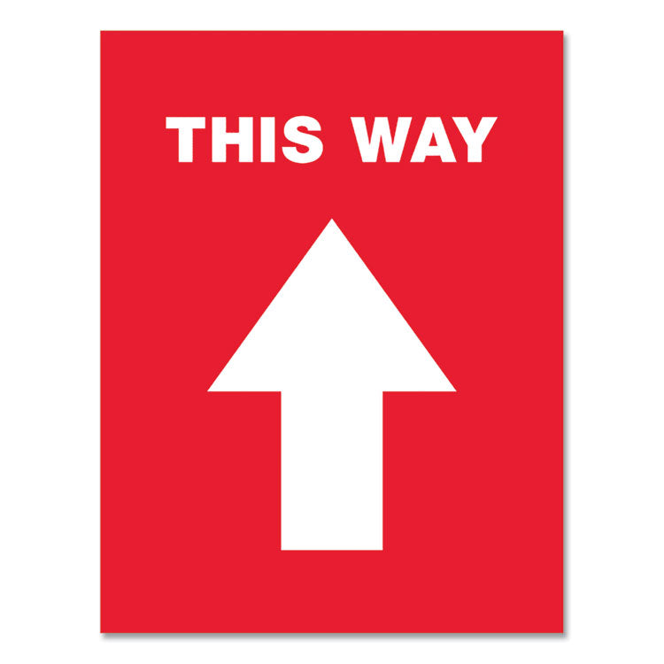 Social Distancing Floor Decals, 8.5 X 11, This Way, Red Face, White Graphics, 5/pack