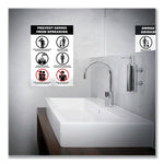 Preprinted Surface Safe Wall Decals, 7 X 10, Prevent Germs From Spreading, White/black Face, Black Graphics, 5/pack