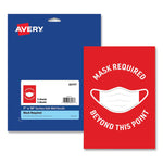 Preprinted Surface Safe Wall Decals, 7 X 10, Mask Required Beyond This Point, Red Face, White Graphics, 5/pack