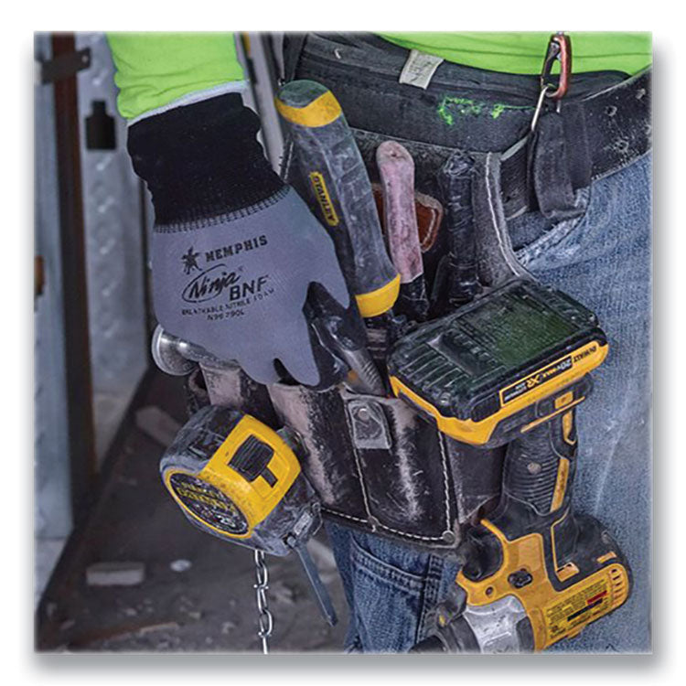 Ninja Nitrile Coating Nylon/Spandex Gloves, Large, Black/Gray, 12 Pairs