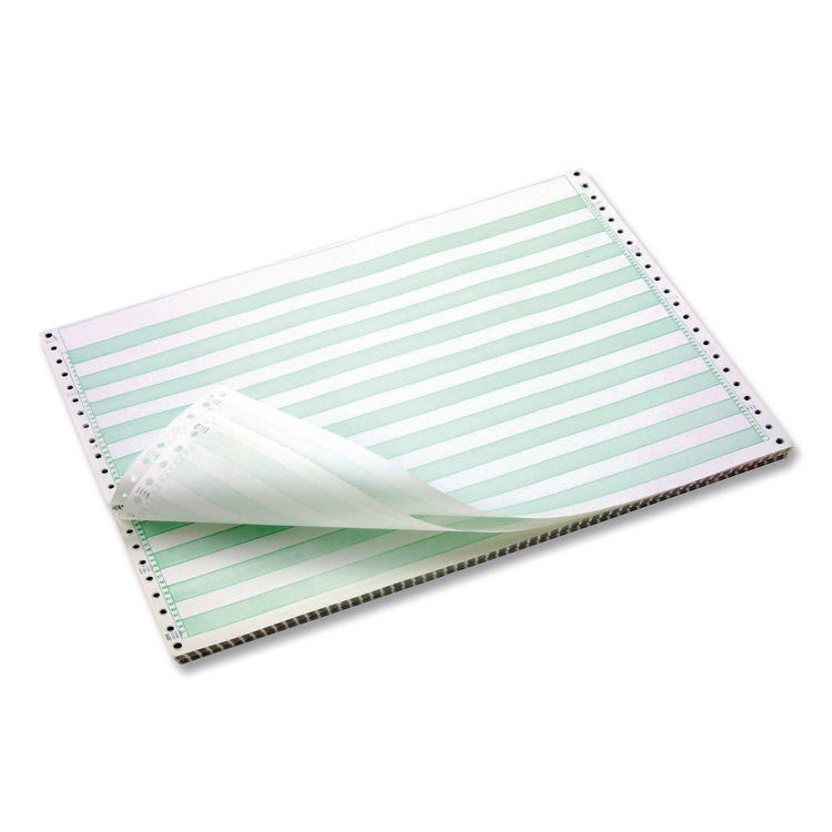Continuous Feed Computer Paper, 1-Part, 18 lb Bond Weight, 11 x 14.88, White/Green Bar, 3,000/Carton